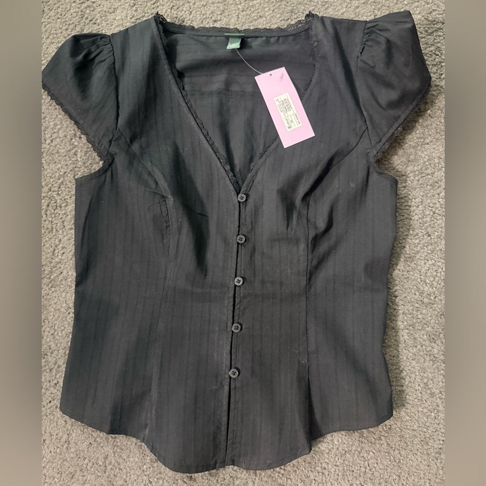 Wild Fable Black Puff Sleeve Blouse